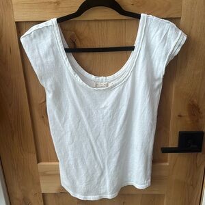 Free People White Scoop Neck Top